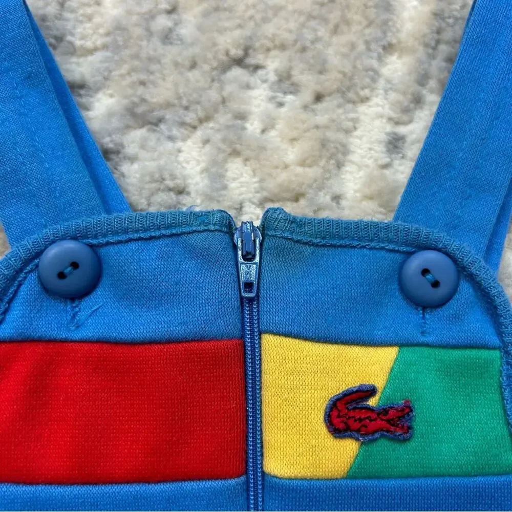 Vintage Lacoste IZOD Color Block Blue Romper 6-9 months